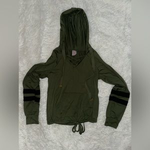 Army green and black draw string pull over